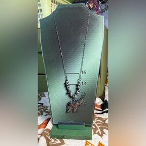 Snowflake Obsidian and Hematite Elephant Necklace